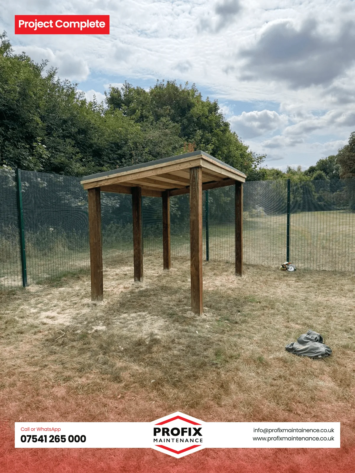 Profix Completed Wooden Shelter Build – Durable & Weatherproof
